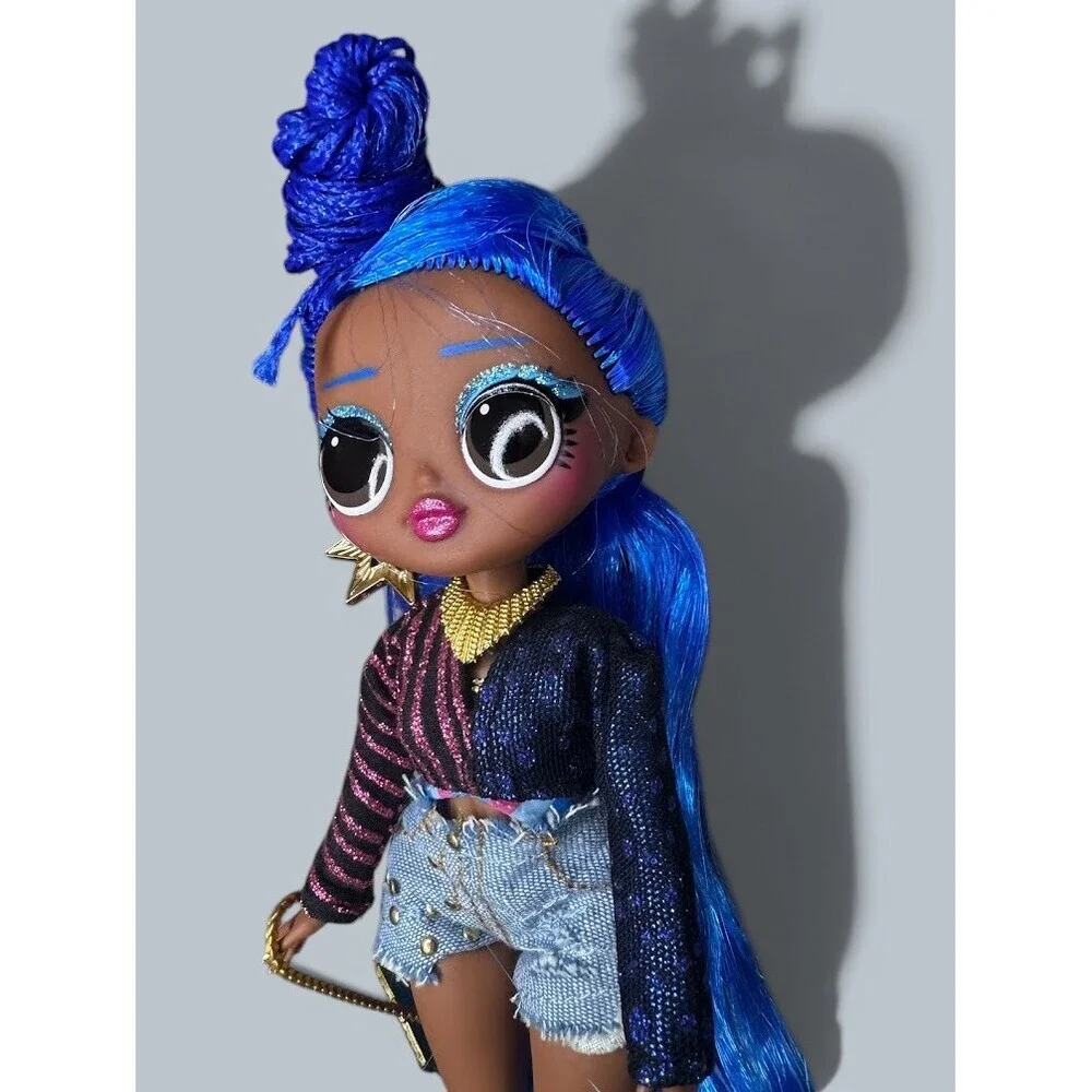 Fashion Doll Blue Hair Denim Shorts White Boots Purse Replacement Toy